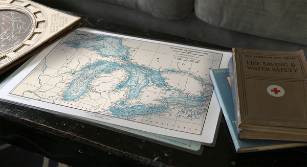 Great Lakes Antique Two Tone map (all lakes) Placemats, set of 4