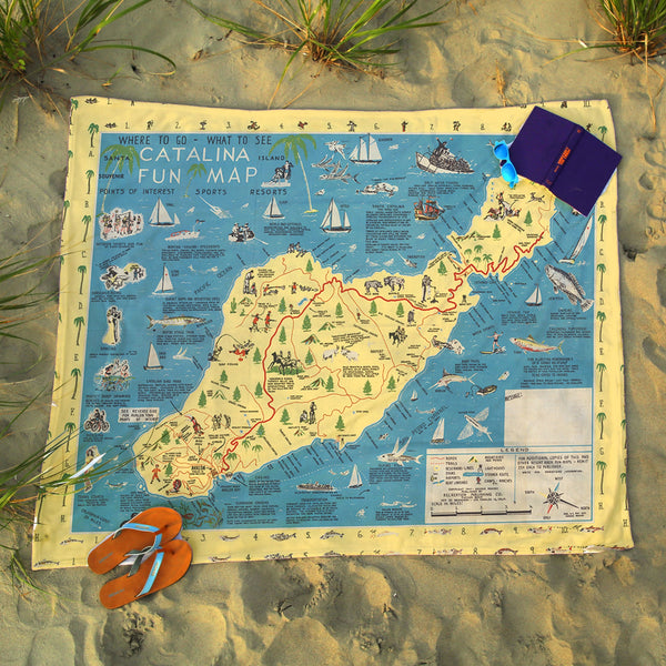 Catalina Island Vintage Fun Tourist Map Blanket