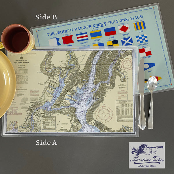 New York Harbor, NY Nautical Chart Placemats, set of 4