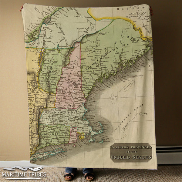 New England Antique Map Blanket