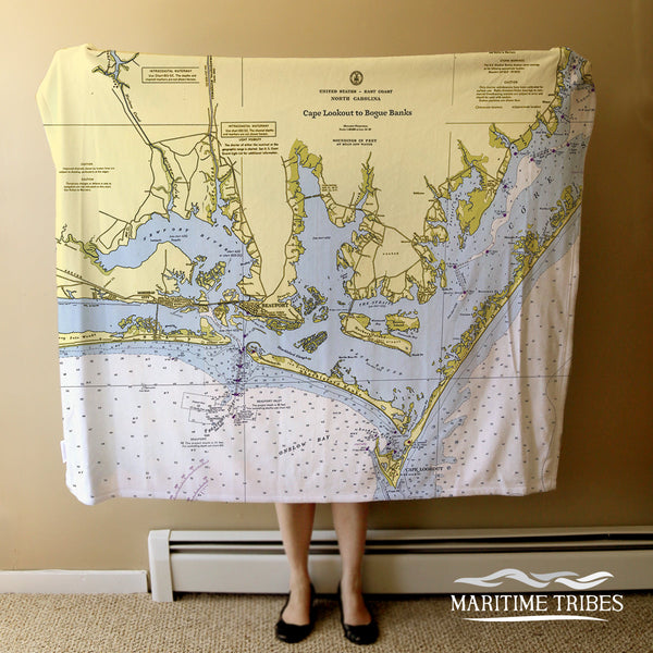 Beaufort, NC Nautical Chart (Cape Lookout Chart) Blanket