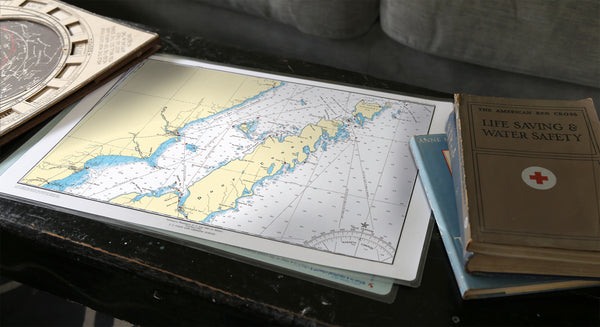 Door County Peninsula WI Nautical Chart Placemats, set of 4