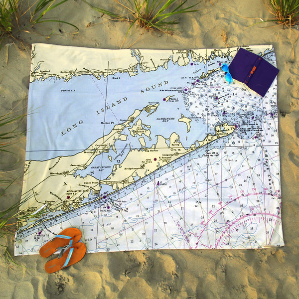 Jamesport, NY Nautical Chart Blanket