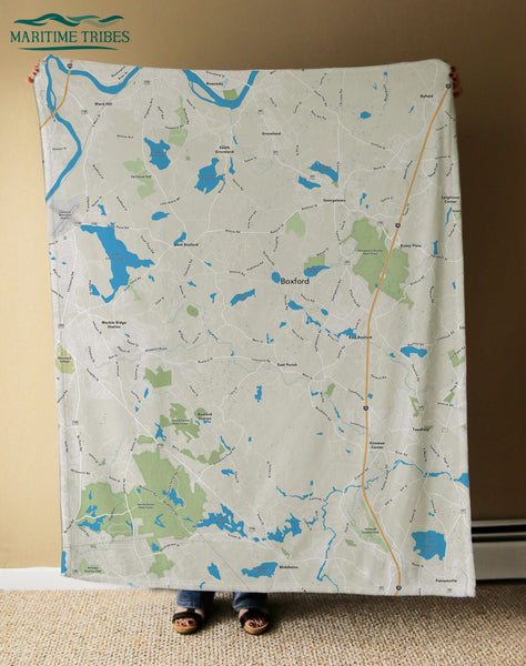 Boxford MA Hometown Map Blanket