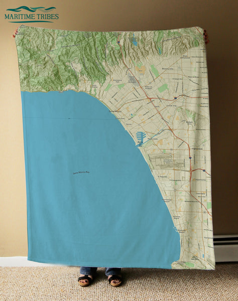 Santa Monica Bay, CA Charted Territory Map Blanket