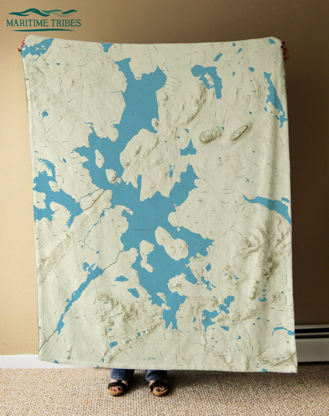 Moosehead Lake ME Charted Territory Map Blanket