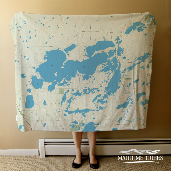 White Fish Chain of Lakes MN Charted Territory Map Blanket