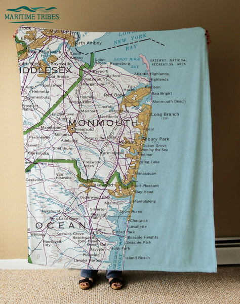 Jersey Shore Antique Map Blanket