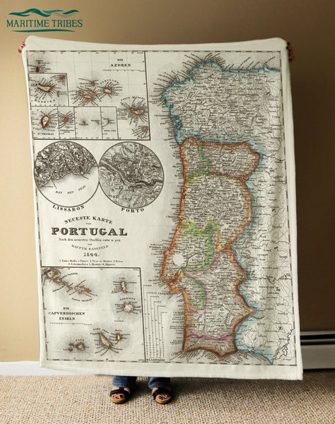 Portugal Antique Map Blanket