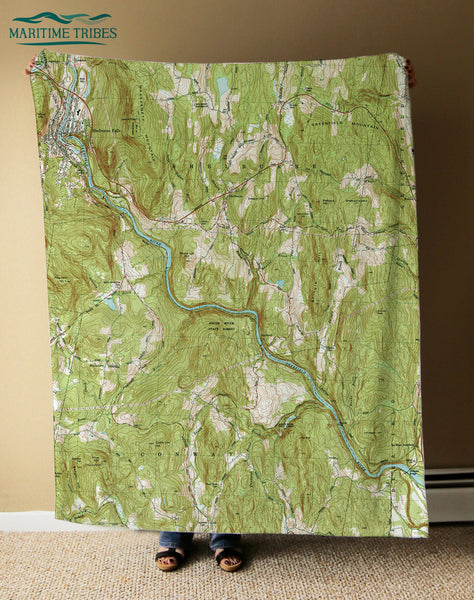 Shelburne, MA Vintage Topo Map Blanket