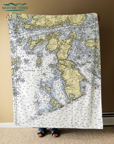 Great Wass Island, ME Nautical Chart Blanket