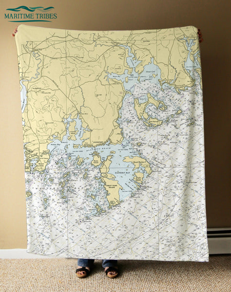Jonesport, ME Nautical Chart Blanket