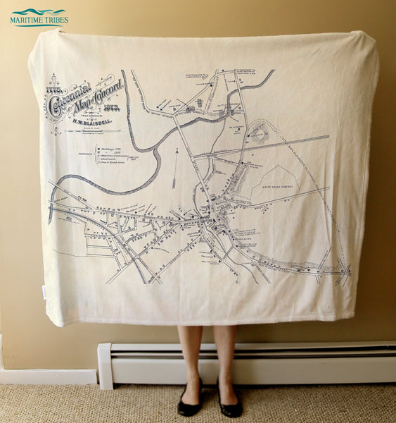 Centennial Map Of Concord, MA c. 1775 - 1875 Blanket