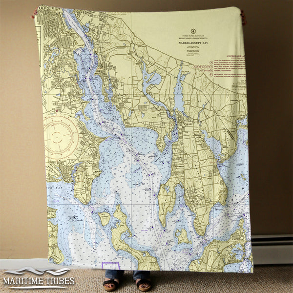 Barrington RI Vintage Nautical chart Blanket