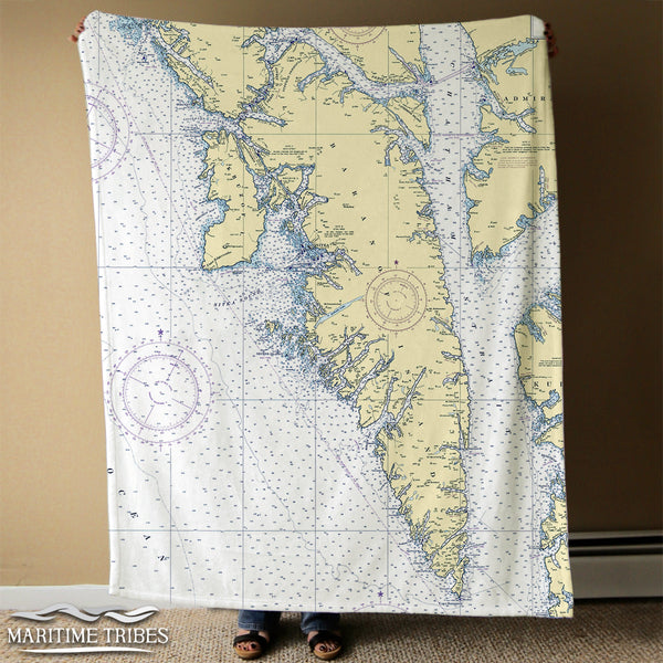Baranof Island Alaska Nautical Chart Blanket