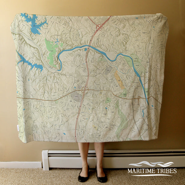 Fredericksburg, VA Charted Territory Map Blanket