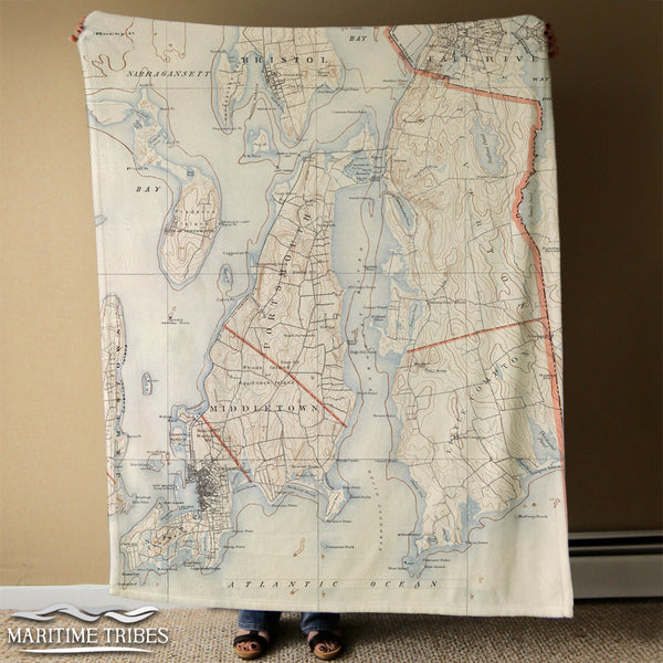 Newport, Vintage Topo Map Blanket