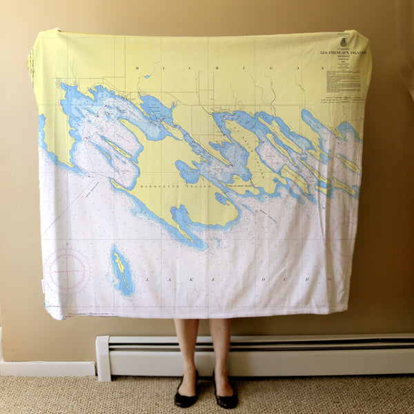 Les Cheneaux, MI.Nautical Chart Blanket