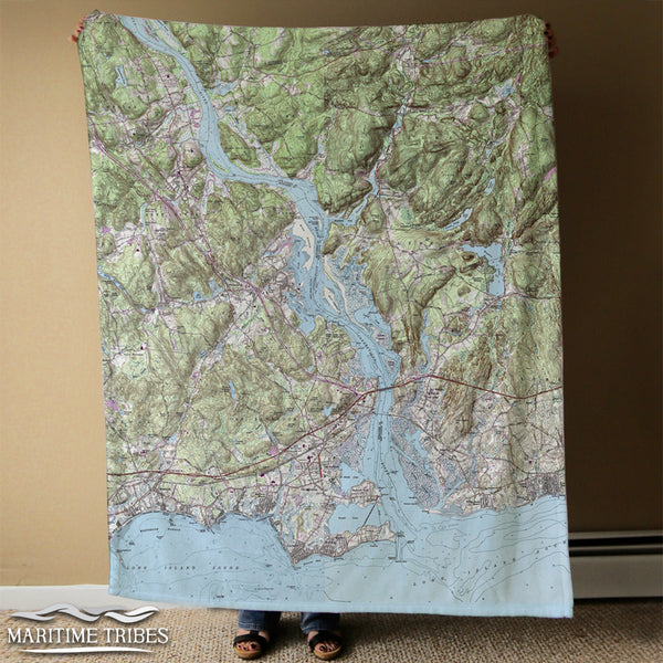 CT River View Topo Map Blanket