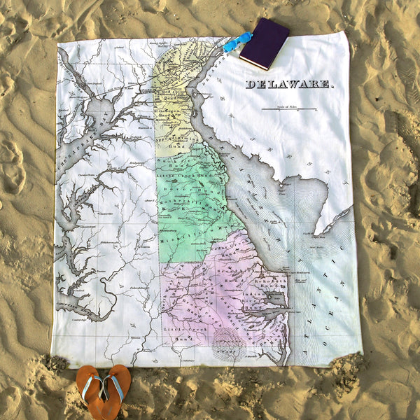 Delaware State Vintage Map Blanket