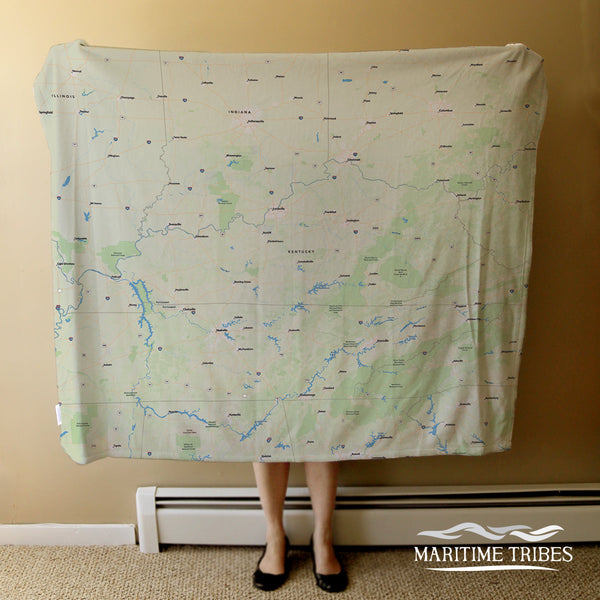 Kentucky State Map National Geographic Blanket