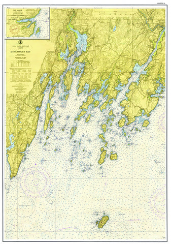 Muscongus Bay, ME Vintage Nautical Chart Scroll