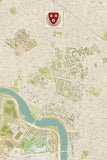Harvard -Cambridge Modern Map with logo Scroll