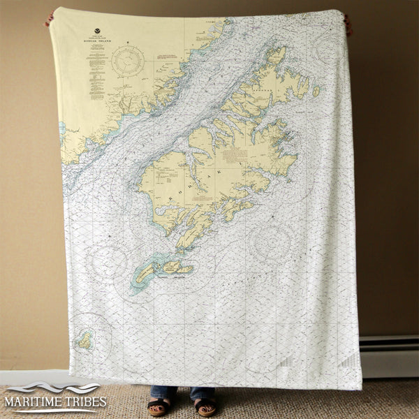 Kodiak Island, Nautical Chart Blanket