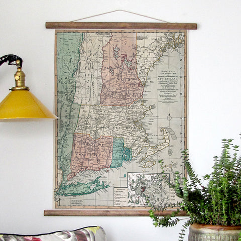 New England Vintage Map, earth tones Scroll