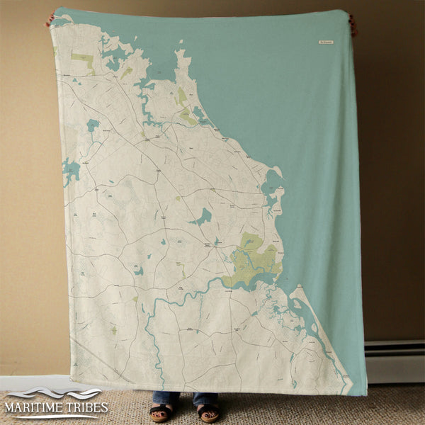 Scituate, MA Sea Glass Map Blanket