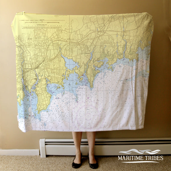 Darien, CT Nautical Chart Blanket
