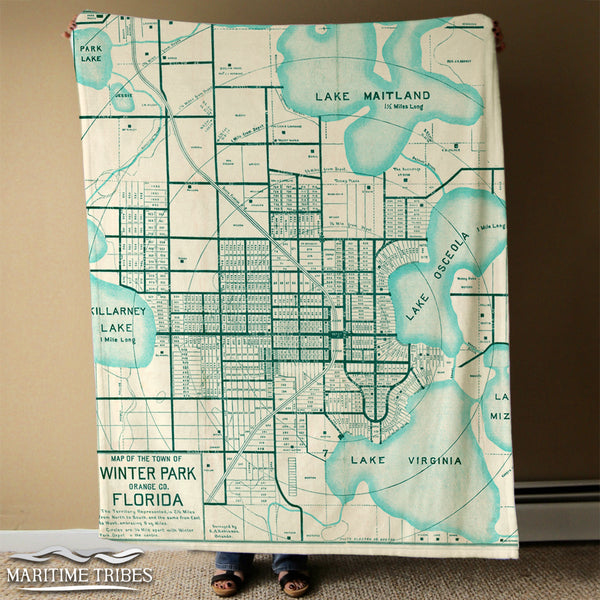 Winter Park, FL Vintage Map Blanket
