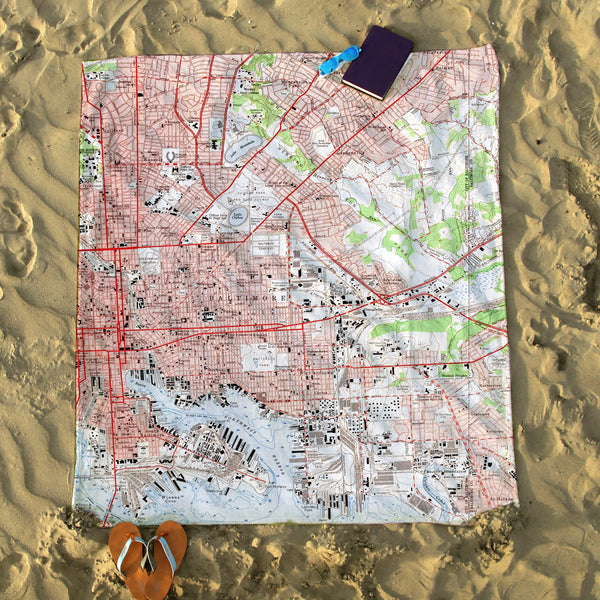 Baltimore MD Vintage Topo Map Blanket