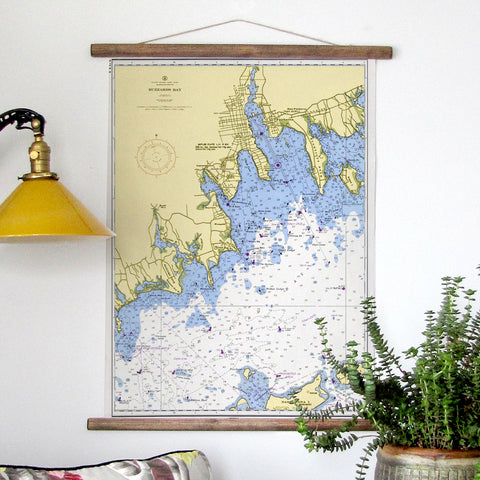 Padanaram Harbor, MA Buzzards Bay Vintage Nautical Chart Scroll