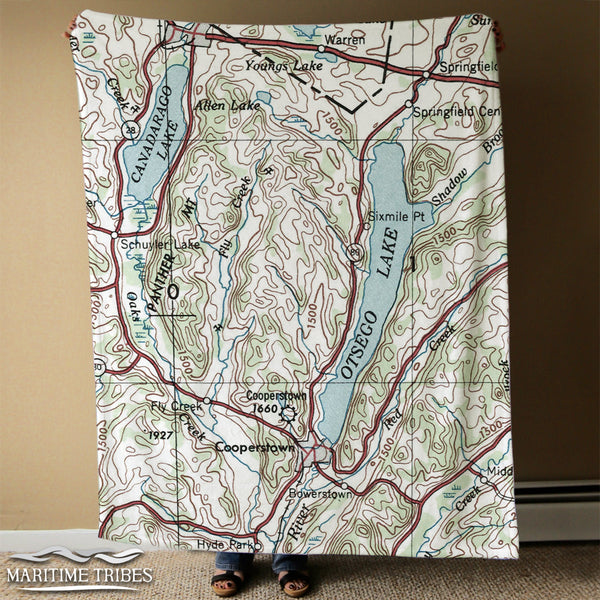 Cooperstown NY (Binghamton County) Vintage Topo Map Blanket