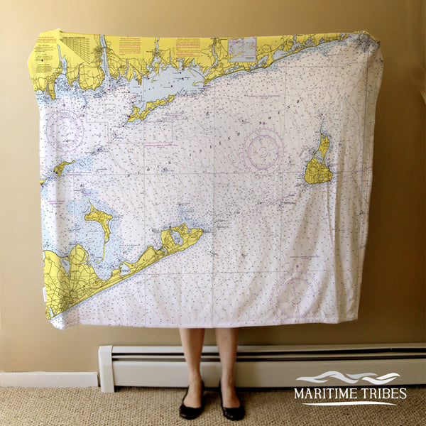 Block Island Sound, CT Nautical Chart Blanket