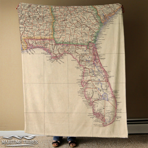 Florida Vintage State Map Blanket