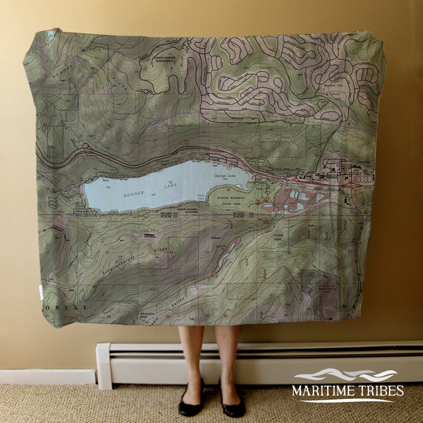 Donner Lake, CA topo Map Blanket