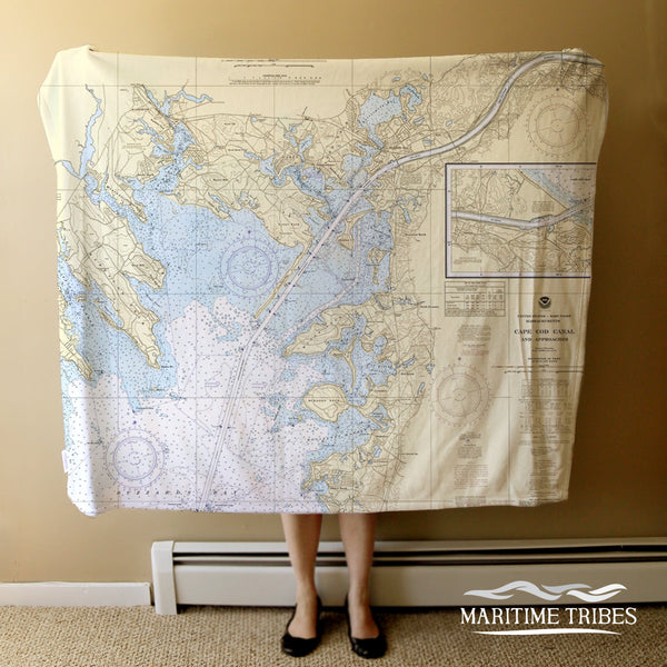 Wings Neck Vintage, MA.Nautical Chart (Canal) Blanket