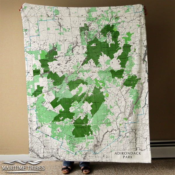 Adirondacks Vintage State Forest Park Map, 1972 Blanket