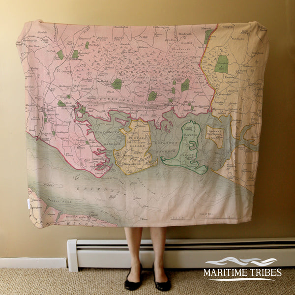 Portsmouth, England Vintage Map Blanket