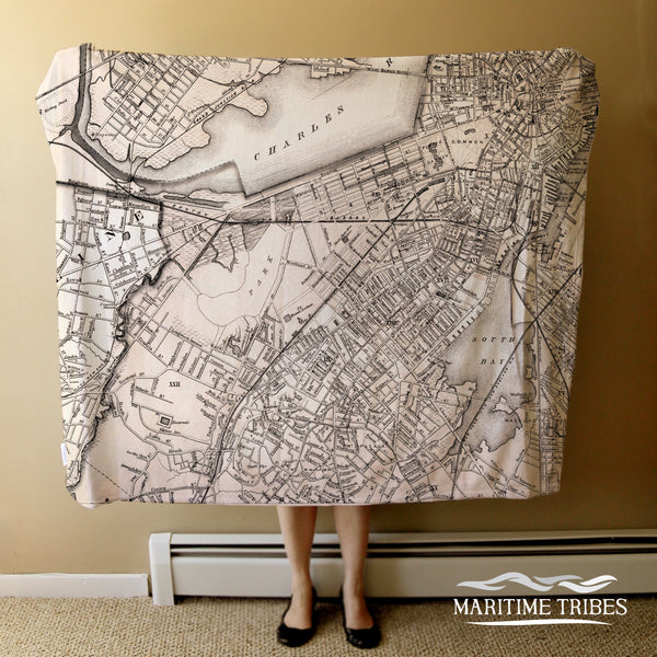 Antique Boston South End, MAMap Blanket