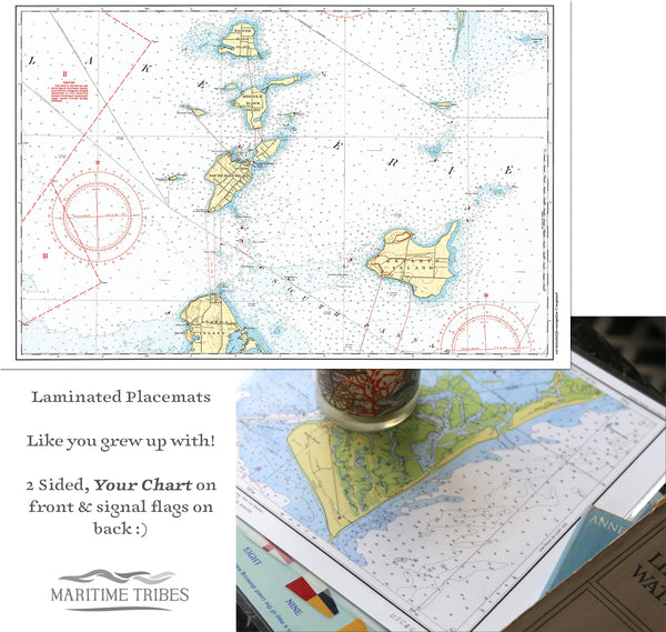 Island of Lake Erie Chart Placemats, set of 4