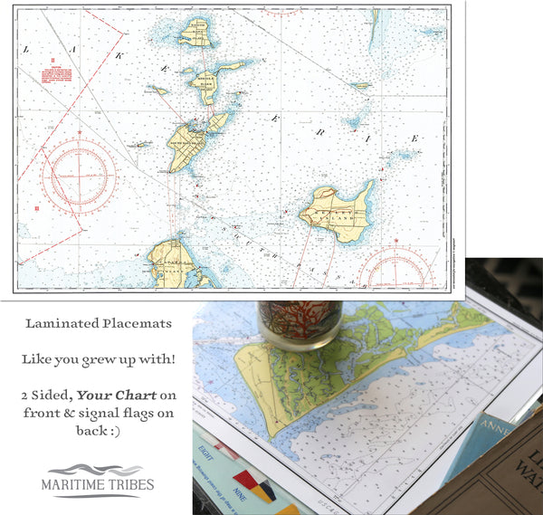 Island of Lake Erie Chart Placemats, set of 4