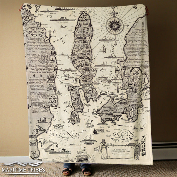 Newport Antique Map, Tourist (Pictorial) map Blanket