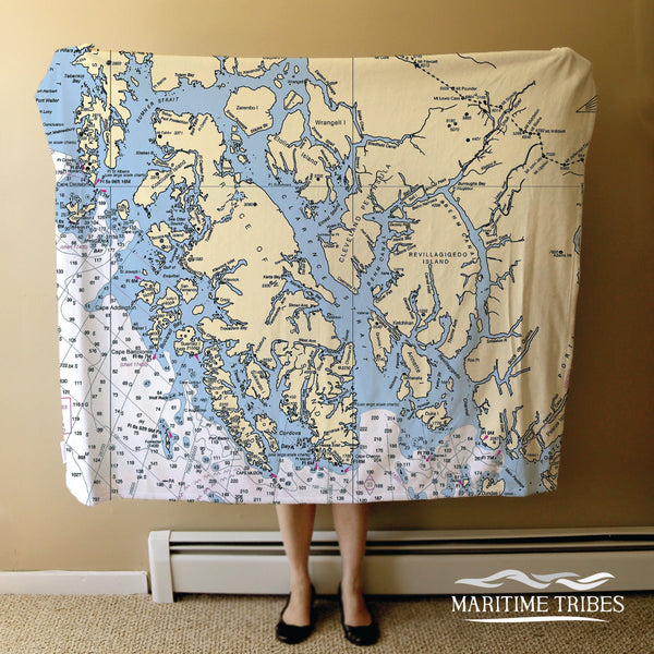 Ketchikan with Prince of Wales Island, AK Nautical Chart Blanket