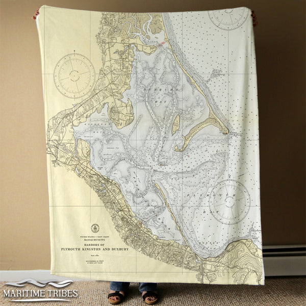Plymouth MA 1935 Chart Muted Blanket