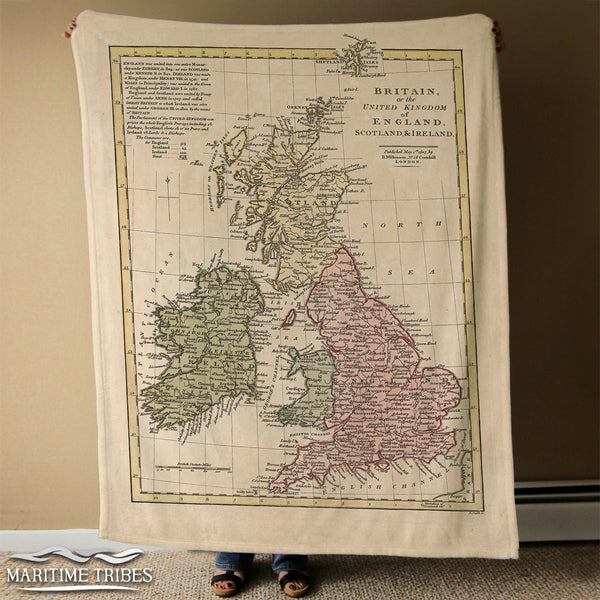 United Kingdom Vintage Map Blanket