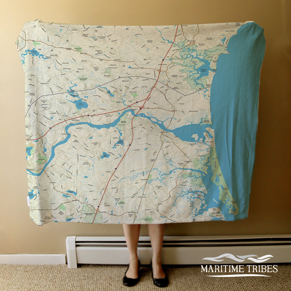 Amesbury, MA Charted Territory Map Blanket