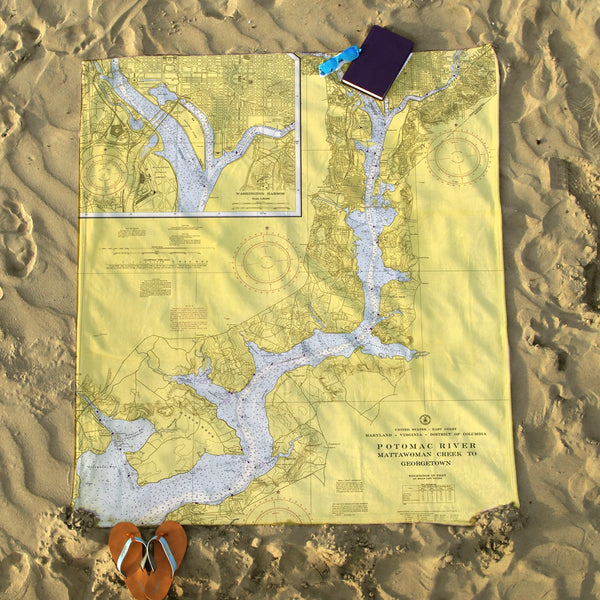 Alexandria, VA & Washington D.C. Nautical Chart Blanket